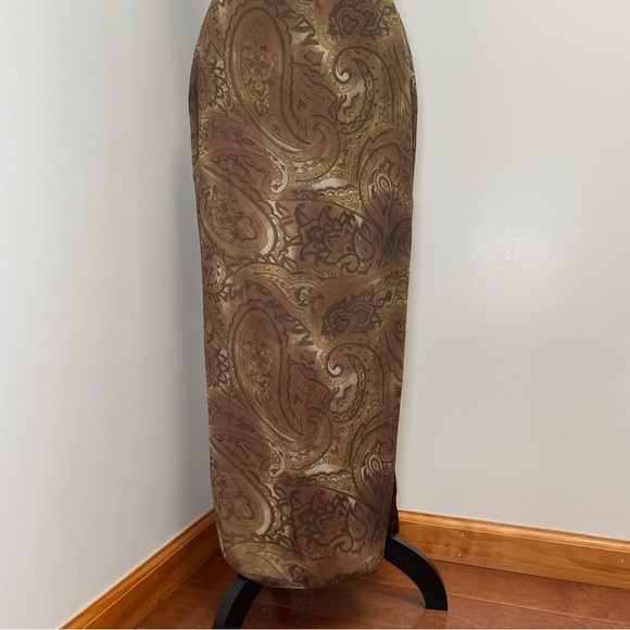 NEW! Mirror Palais- S&M PAISLEY-PRINT COWL-NECK SILK MIDI DRESS Brown Size M - Picture 7 of 14